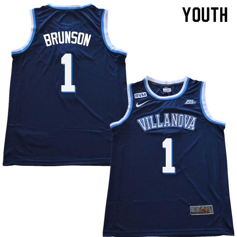 2018 Youth #1 Jalen Brunson Willanova Wildcats College Basketball Jerseys Sale-Navy